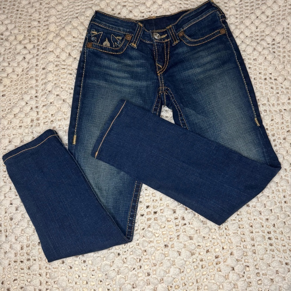 True Religion Julie Womens Size 27 Blue Straight Leg Jeans